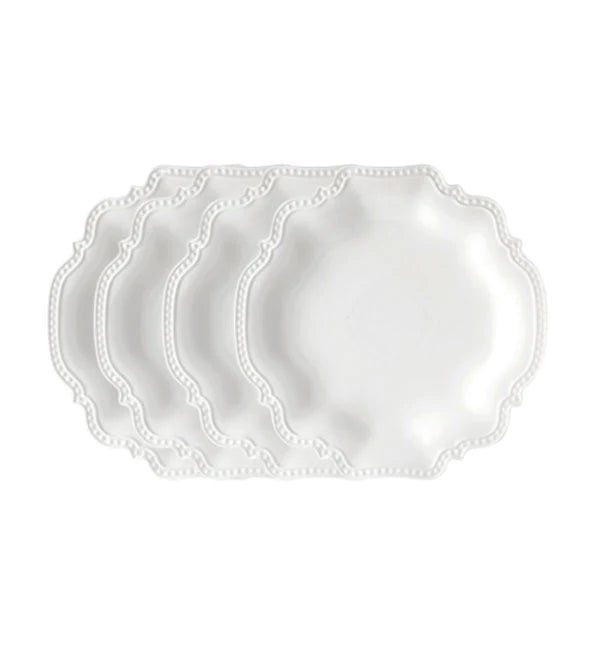 Beaded White Cake Plate 4 Pack