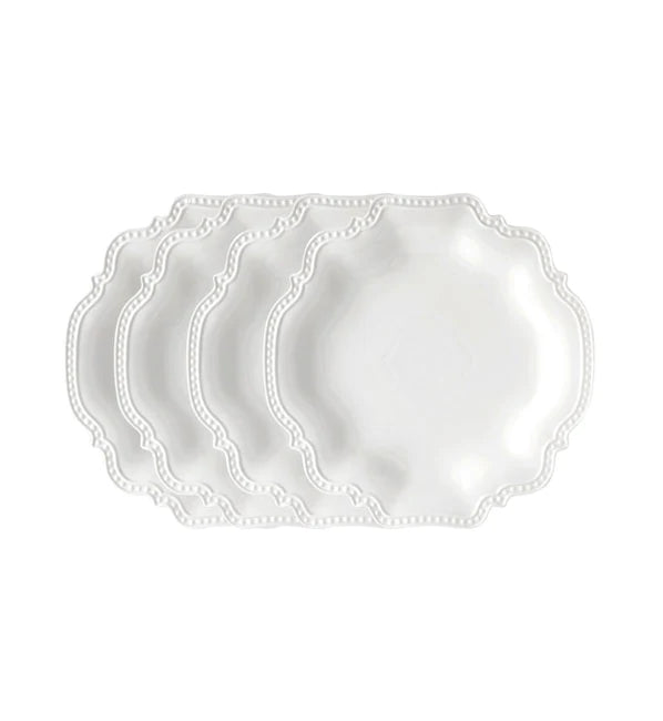 Beaded White Dinner Plate 4 Pack